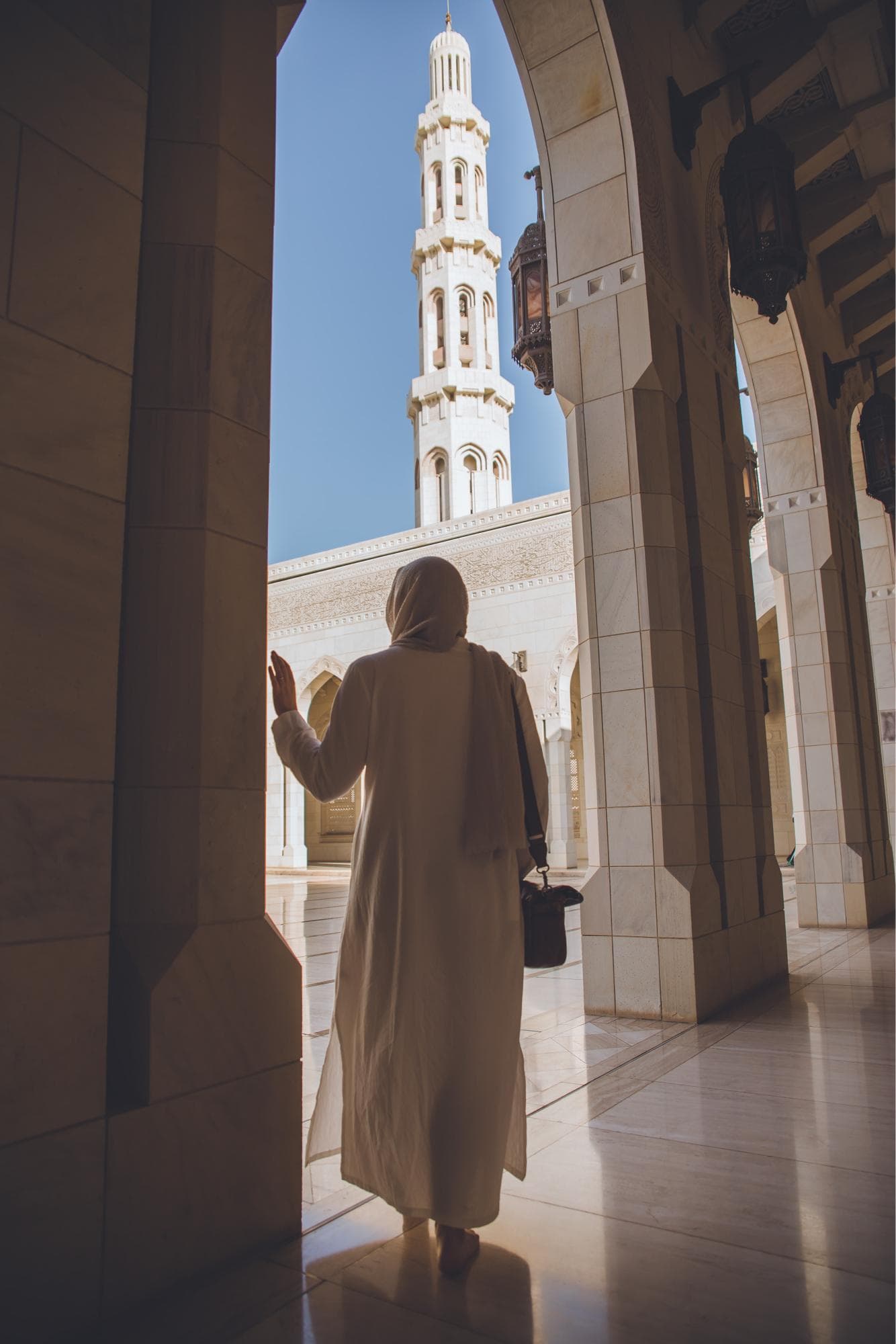 Portrait session at the Grand Mosque minaret courtyard